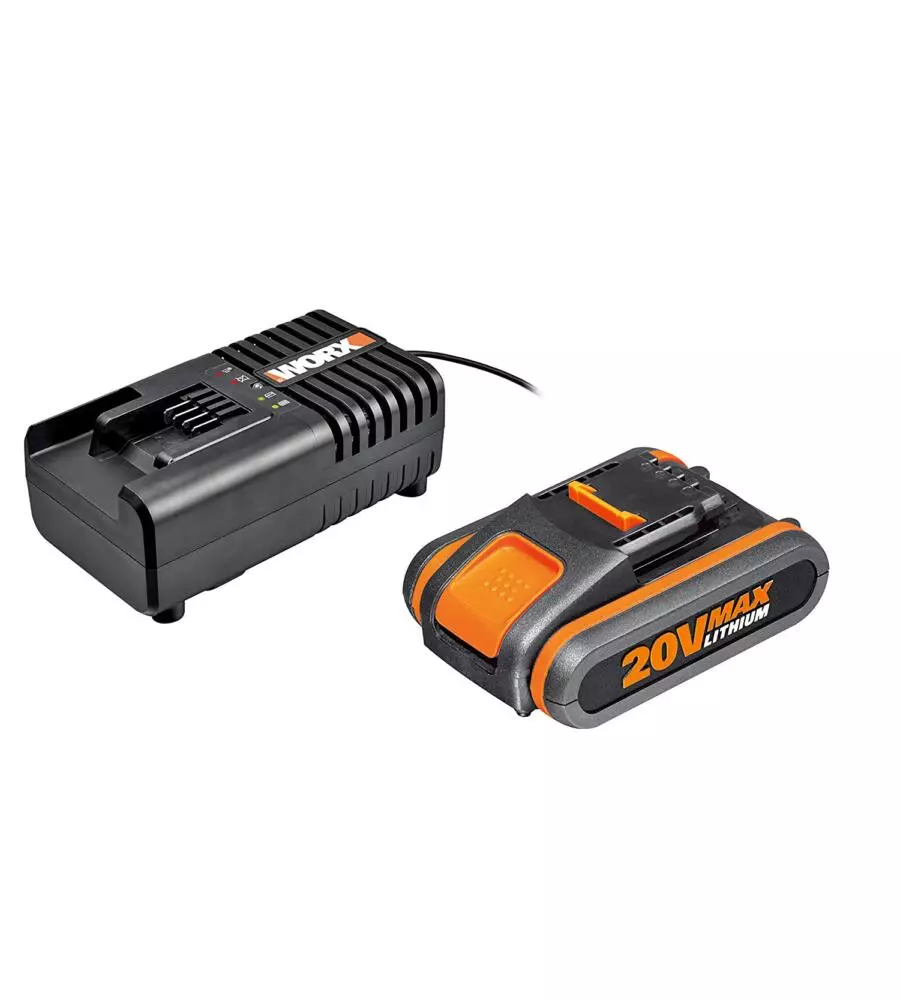 SET CARICABATTERIA  E BATTERIA WORX "WA3601" 20V 2.0AH 20V